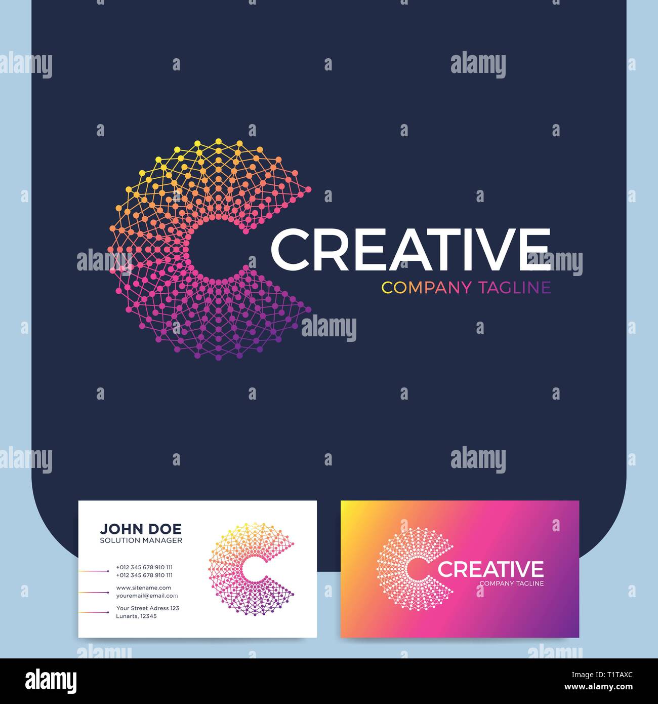 Clever and creative dots or point letter c logo smart and idea logotype ...