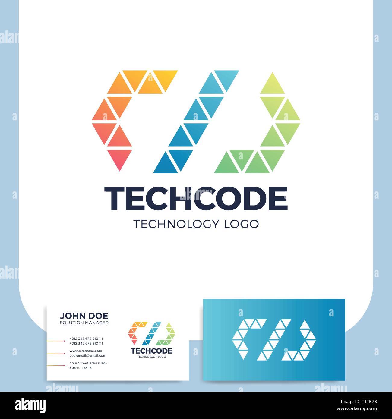 Code or coding Logo of a stylized triangle shape built with colorful ...
