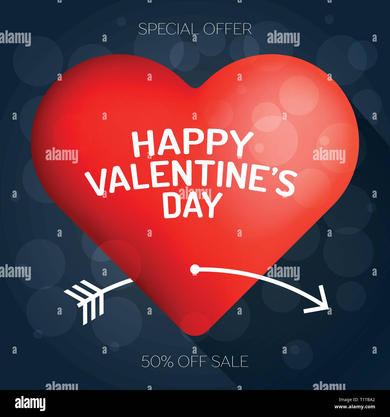 Happy valentine's day luxury greeting card red heart pierced by