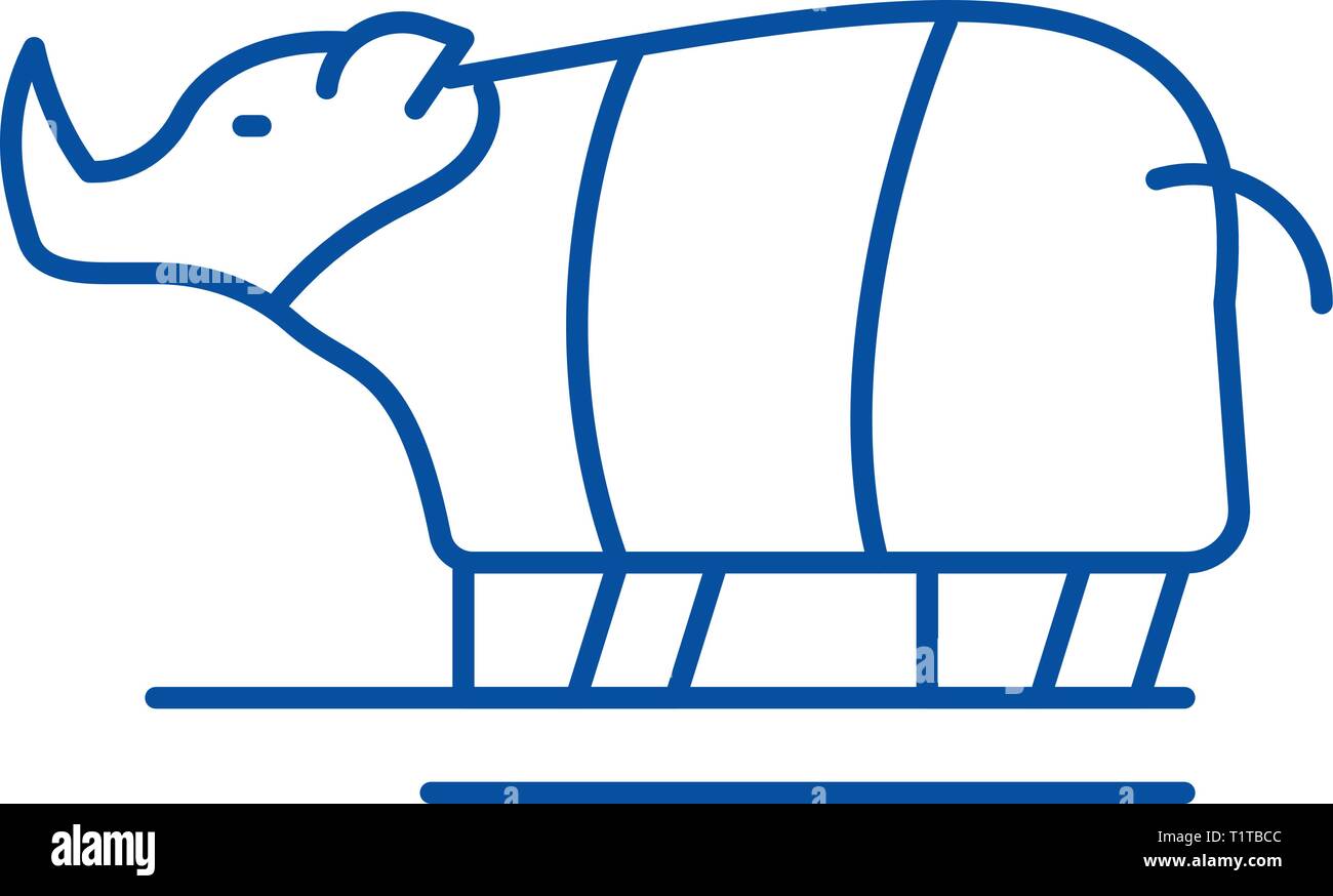 Rhinoceros line icon concept. Rhinoceros flat  vector symbol, sign, outline illustration. Stock Vector