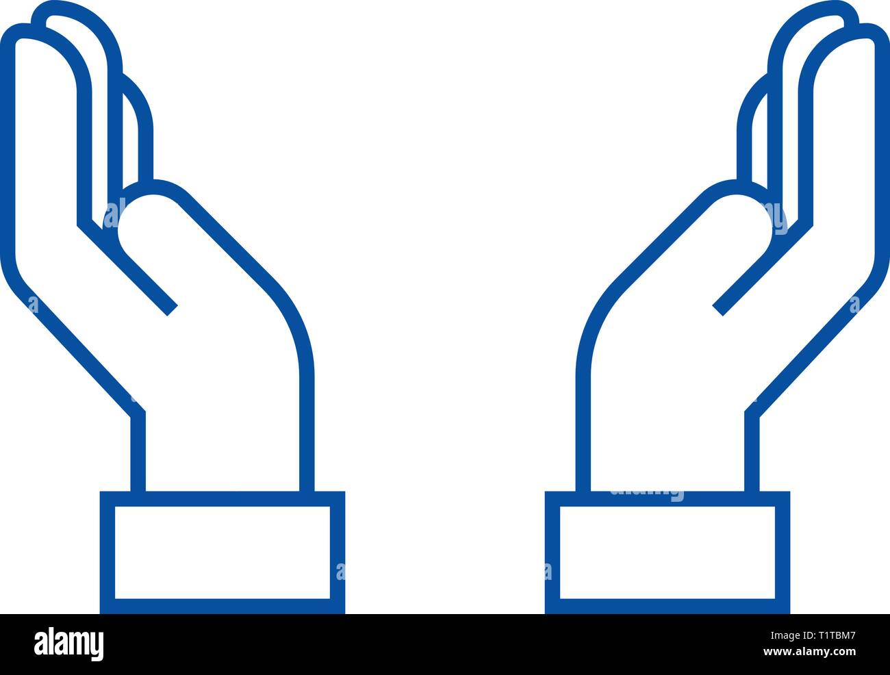 Safe hands line icon concept. Safe hands flat vector symbol, sign