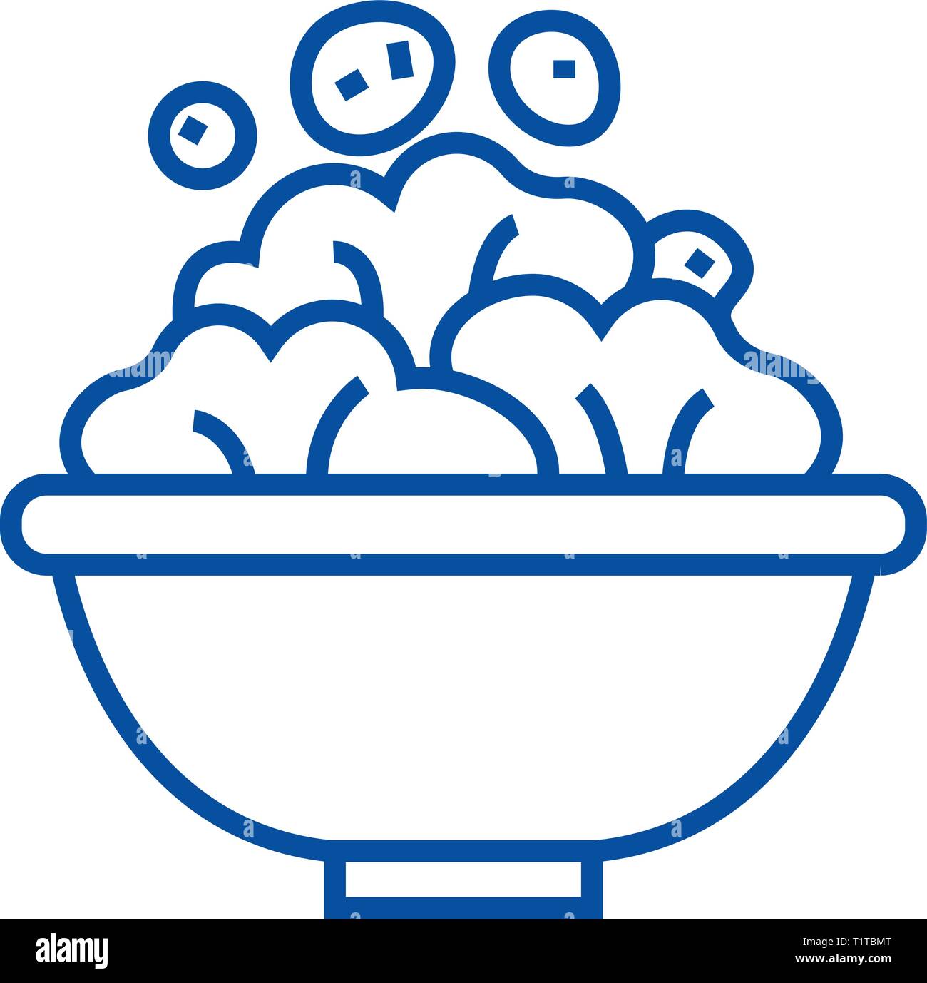 Salad bowl line icon concept. Salad bowl flat vector symbol, sign