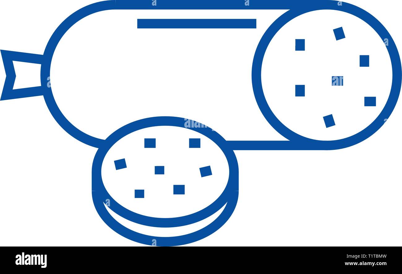 Salami line icon concept. Salami flat vector symbol, sign, outline