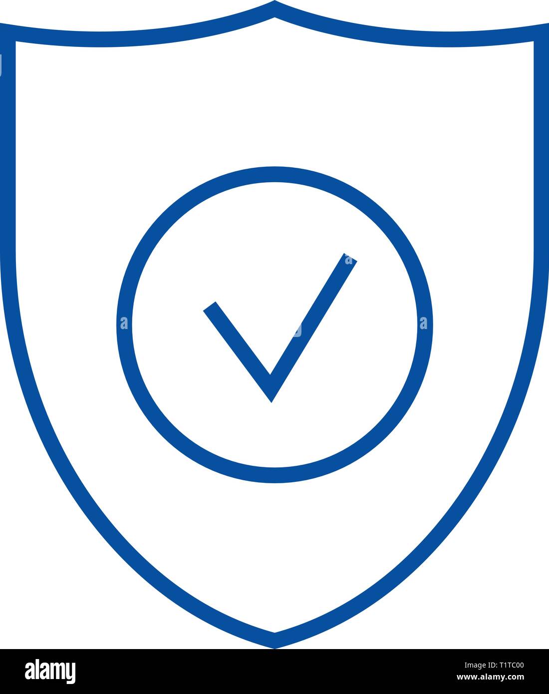 Secure shield line icon concept. Secure shield flat vector symbol, sign ...