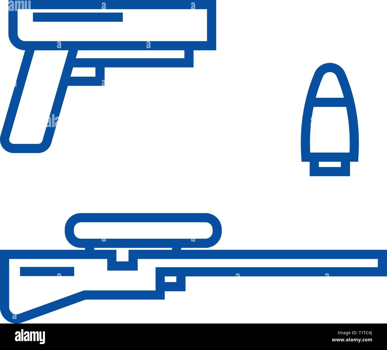Shooter game, gun, rifle, bullet line icon concept. Shooter game, gun