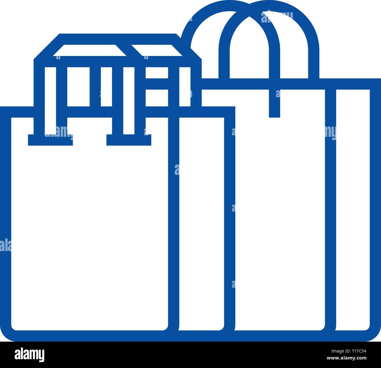Shopping bags line icon concept. Shopping bags flat vector symbol, sign ...