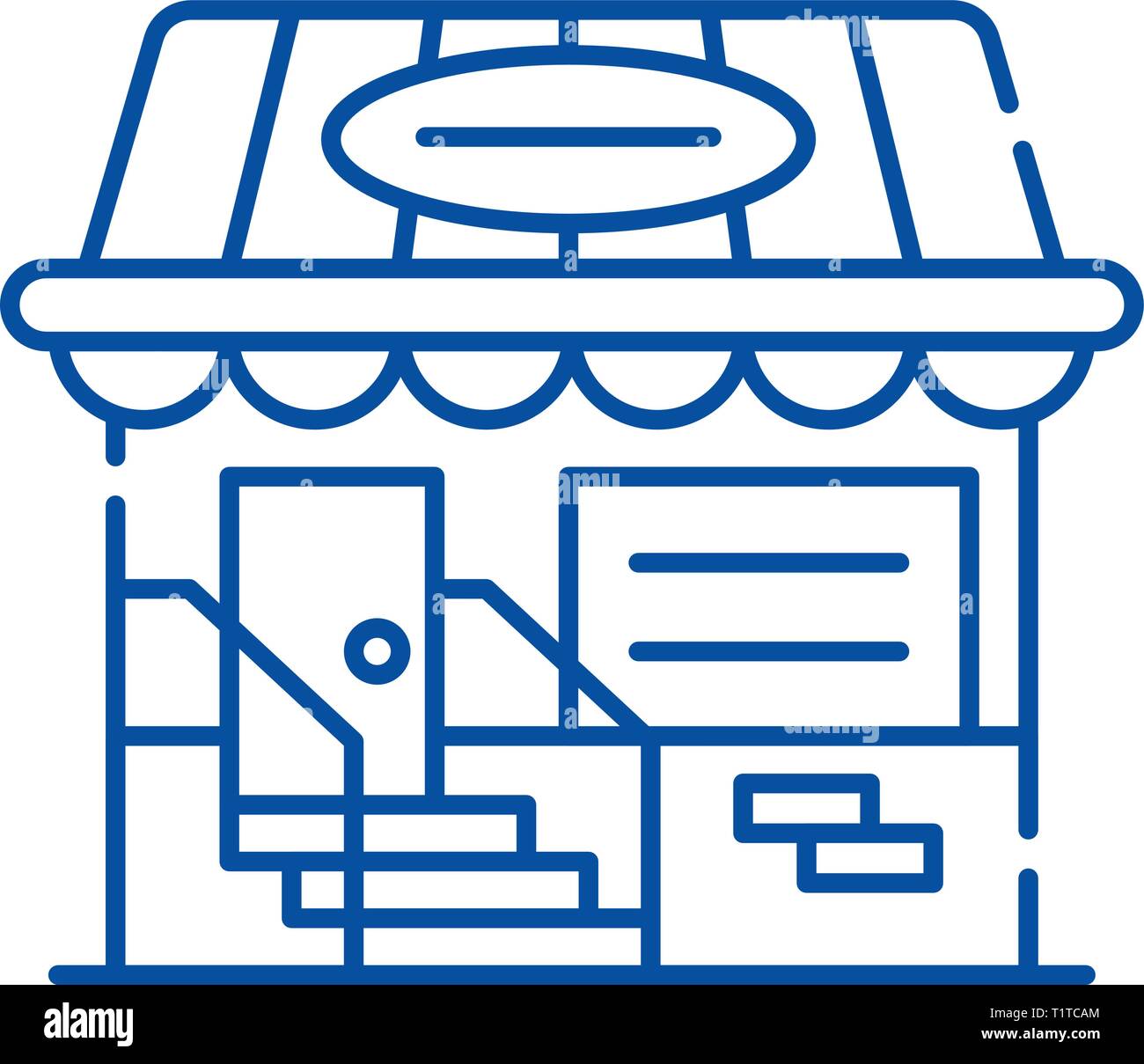 Small shop line icon concept. Small shop flat vector symbol, sign ...