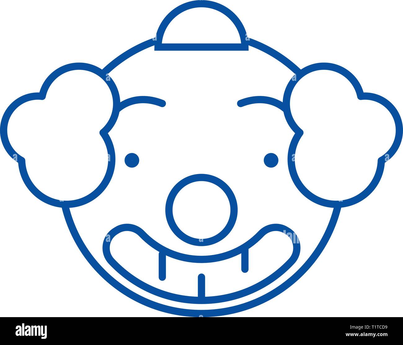 Smiling clown emoji line icon concept. Smiling clown emoji flat vector