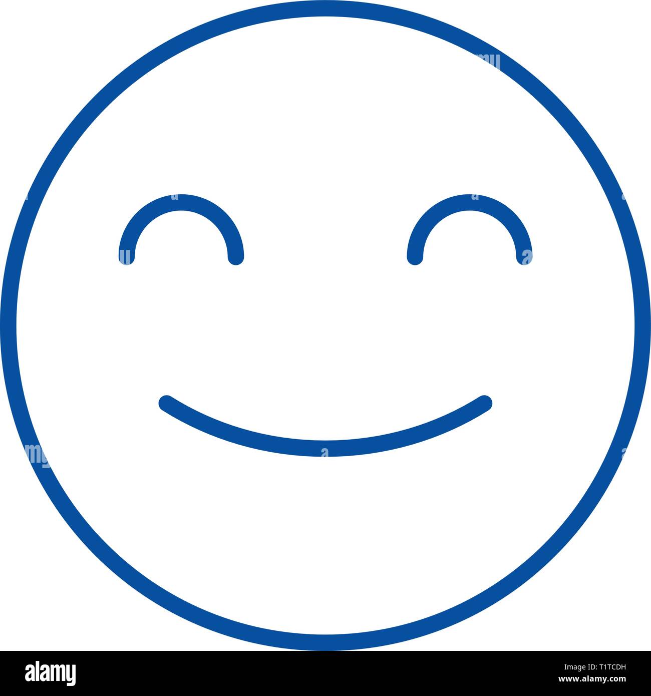 Smiling emoji line icon concept. Smiling emoji flat vector symbol, sign