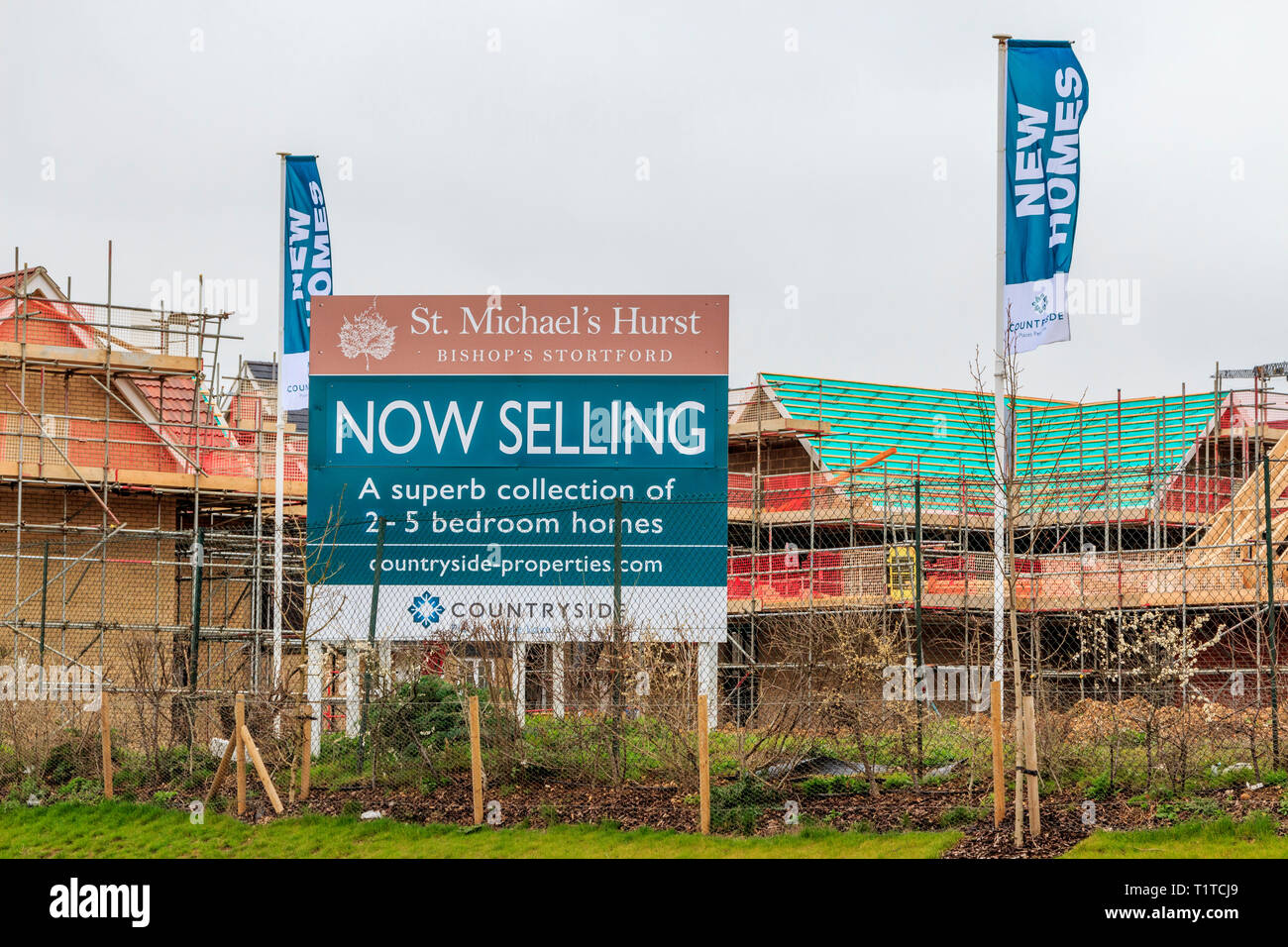 st michaels hurst new build housing development employment land, shops, community facilities in Bishops Stortford, Hertfordshire, England Stock Photo
