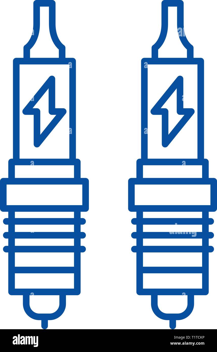 Spark plug line icon concept. Spark plug flat vector symbol, sign
