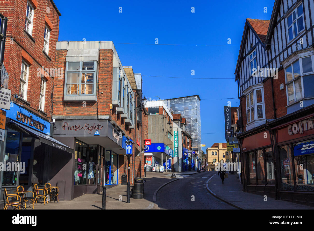 Stortford Town Centre High Street, Hertfordshire, England, UK