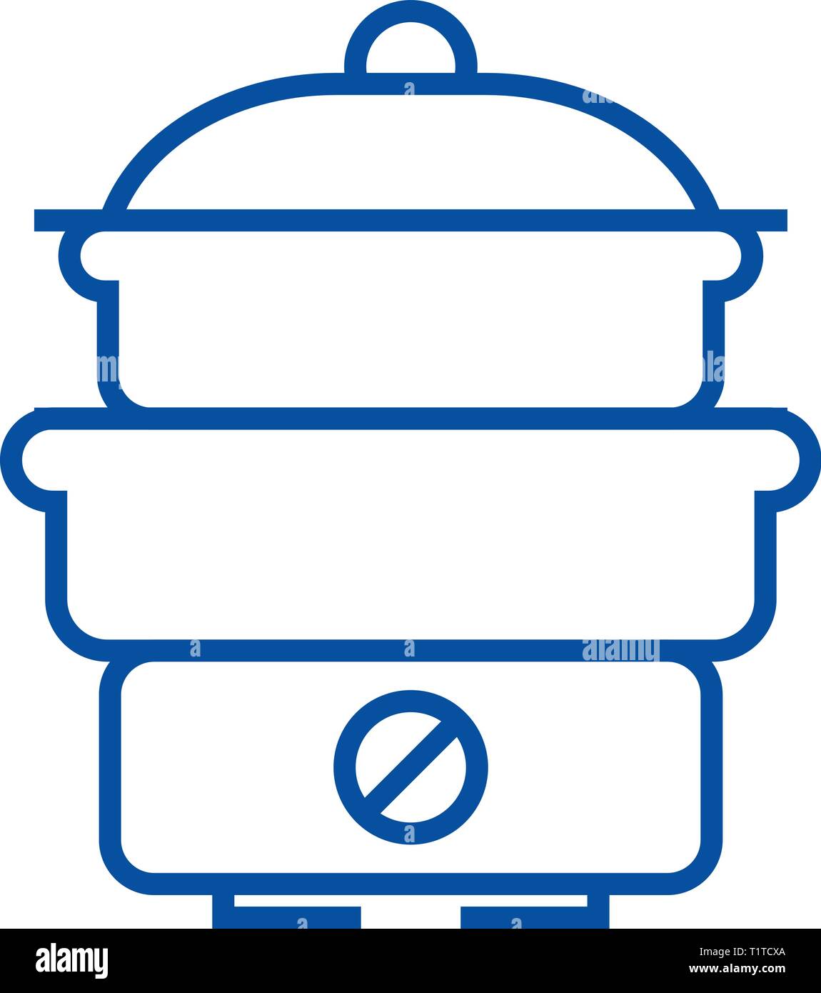 Steam cooker line icon concept. Steam cooker flat vector symbol, sign