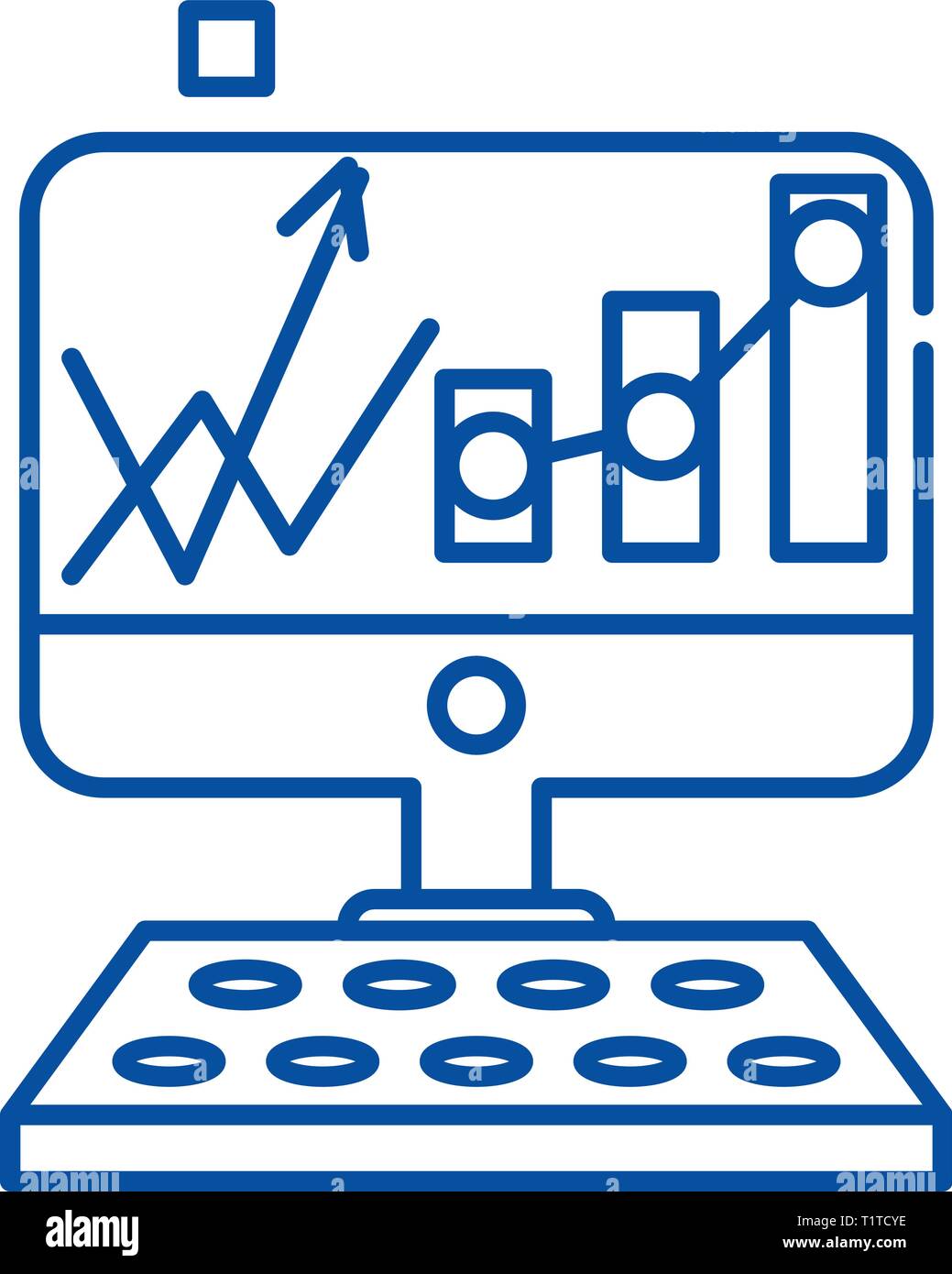 Stock analysis line icon concept. Stock analysis flat vector symbol ...