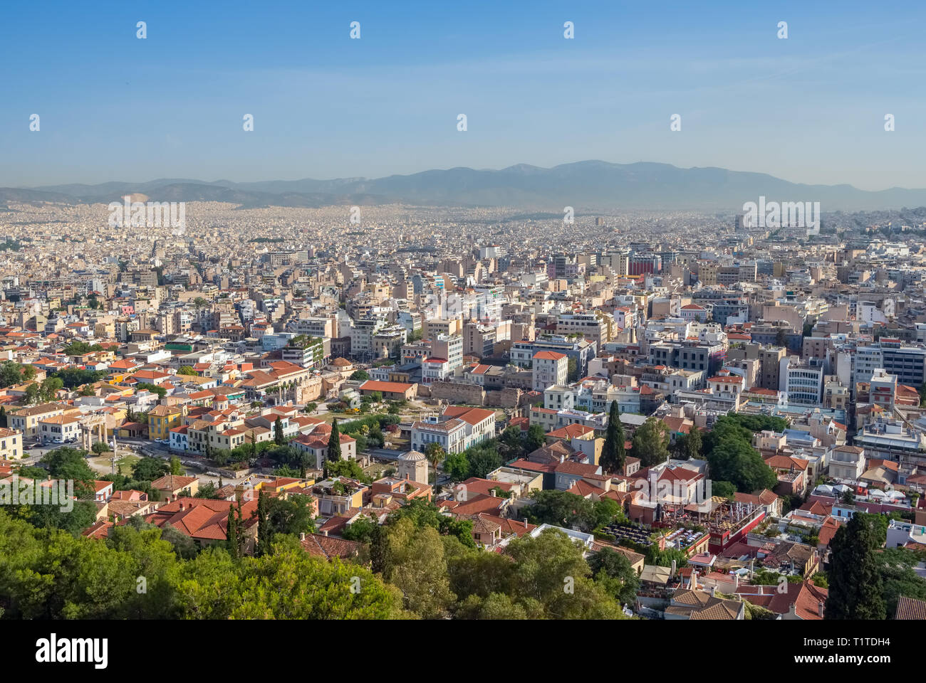 Athens city view from Acropole Stock Photo