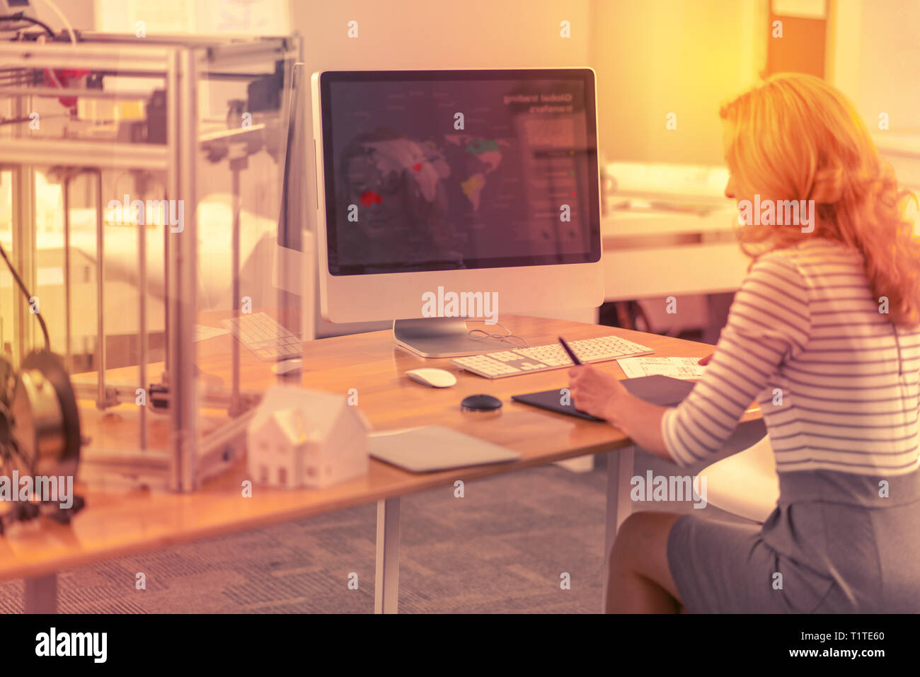 Diligent employee tracking down international office locations Stock
