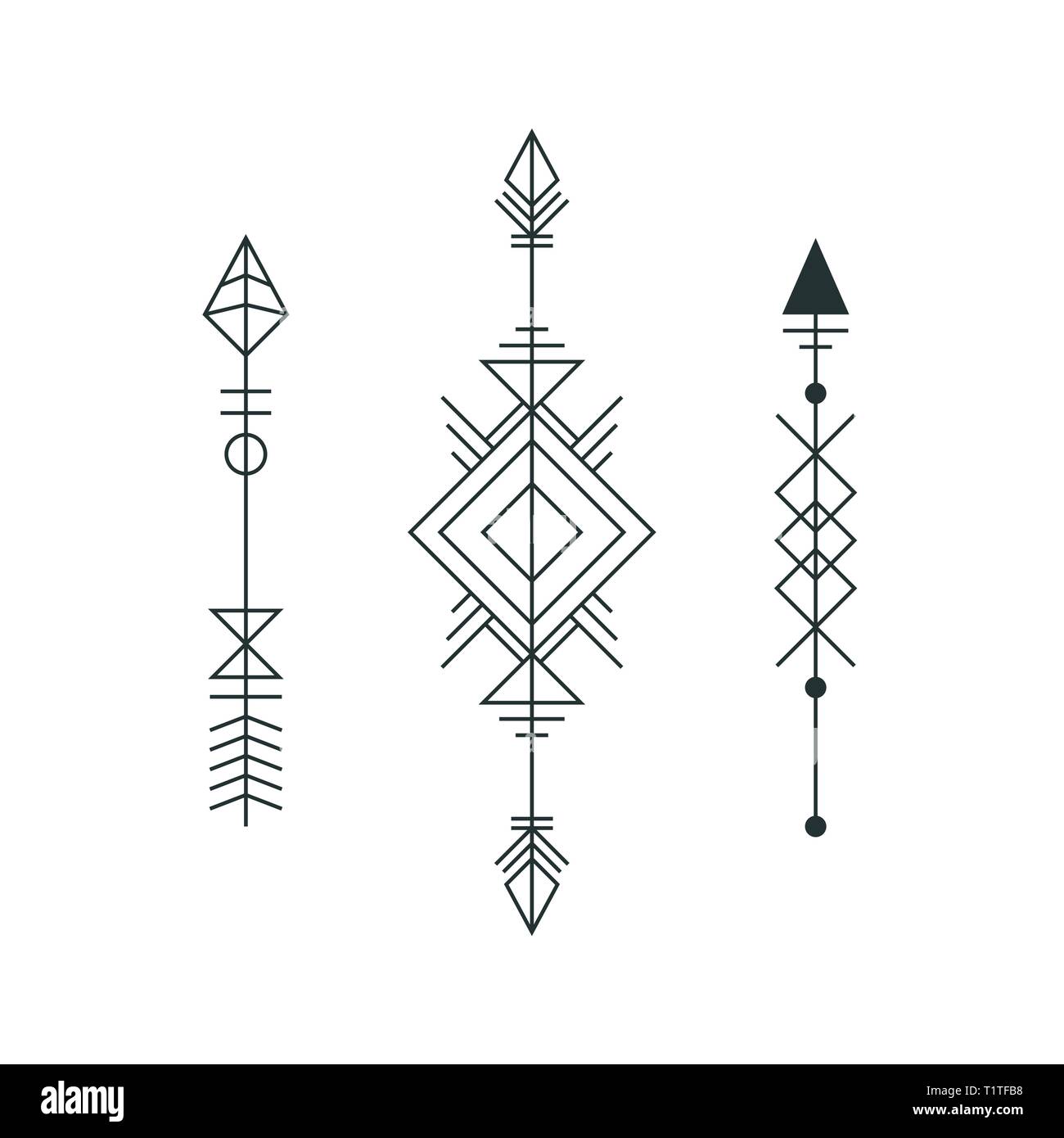 Set Of Graphic Arrows For Tattoo Design Vector Minimalism Geometry Hipster Design Elements Stock Vector Image Art Alamy