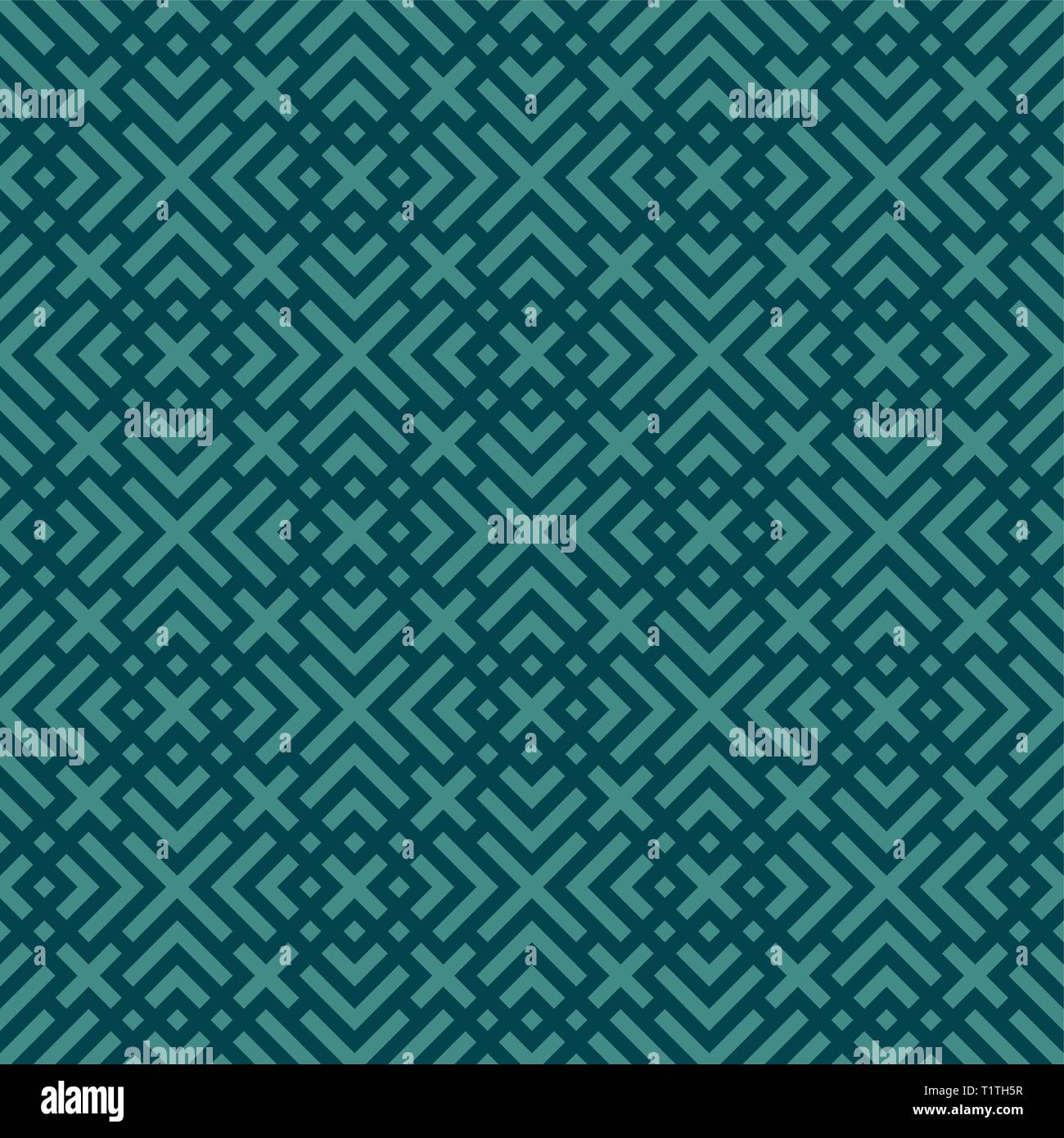 Blue geometric seamless pattern. Linear ornament with crosses. Patterned seamless background. Stock Vector
