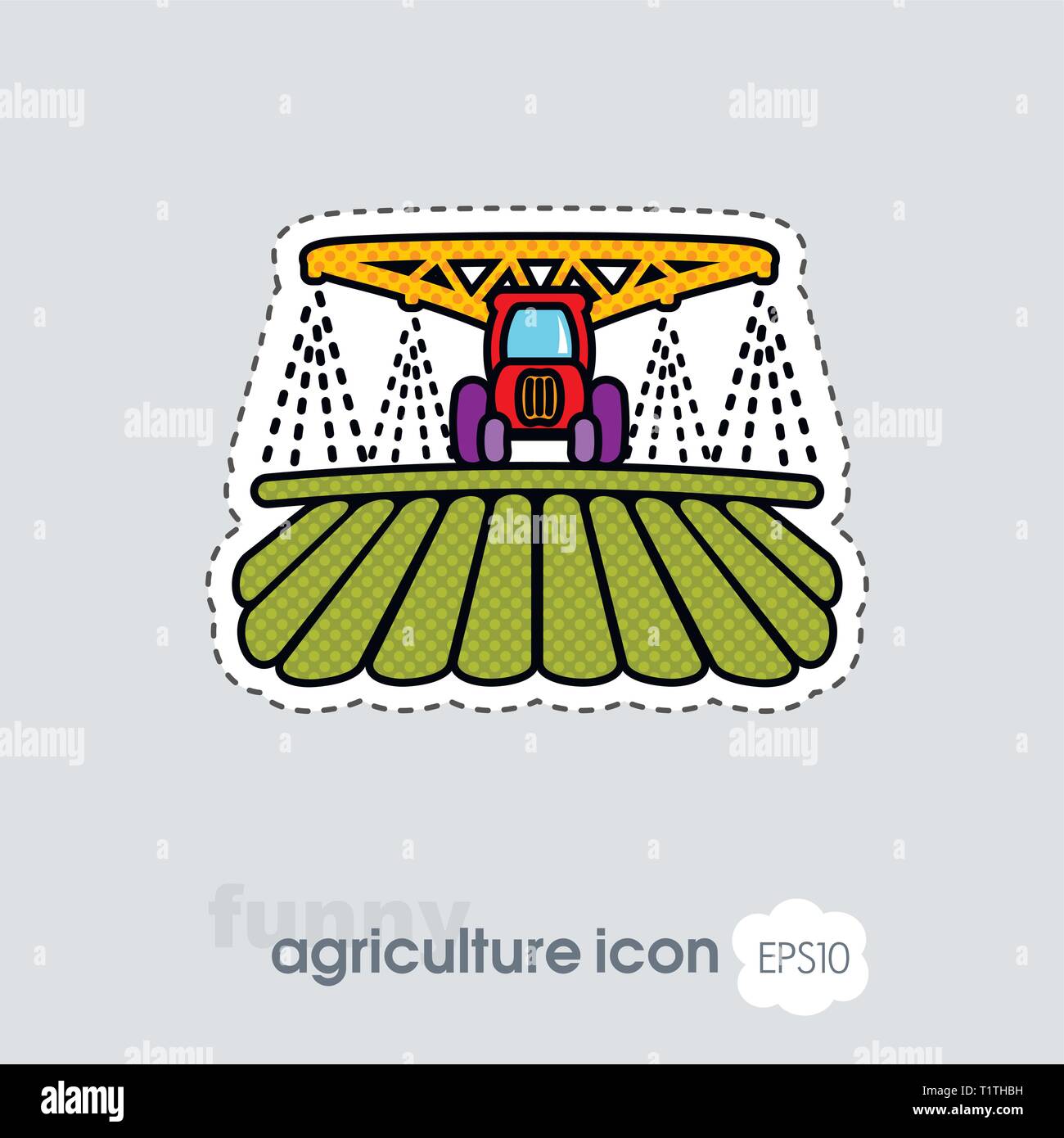 Tractor watering, soil and fertilizing field icon. Agriculture sign ...