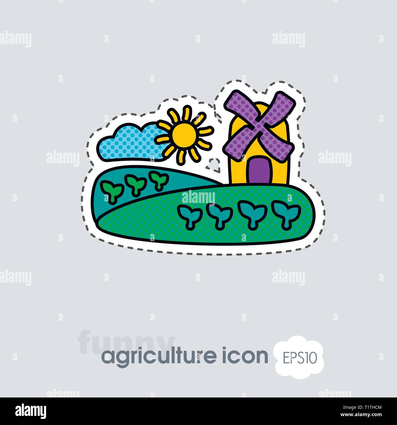 Rural landscape with windmill icon. Agriculture sign. Graph symbol for ...