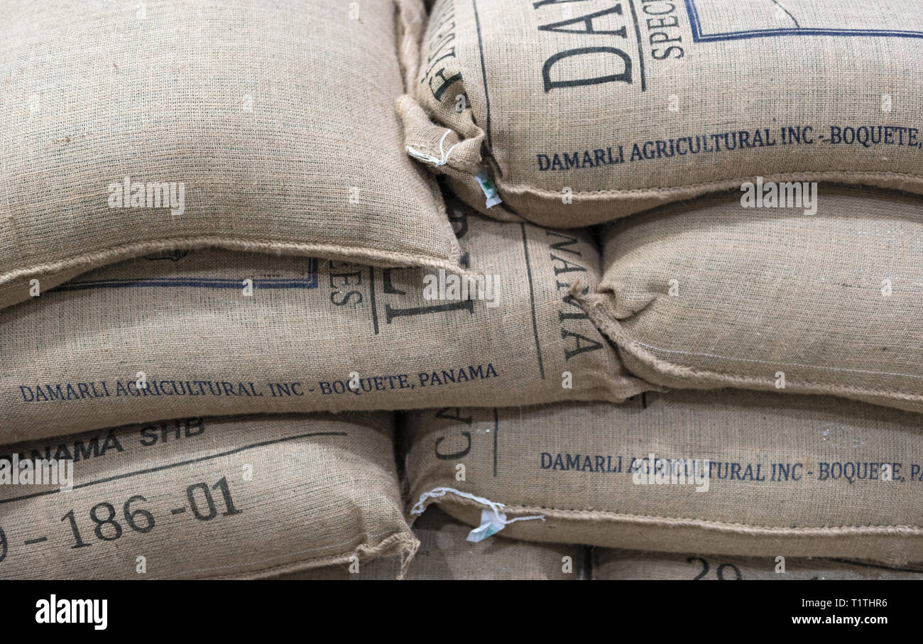 coffee beans packed in jute bags for export Stock Photo Alamy