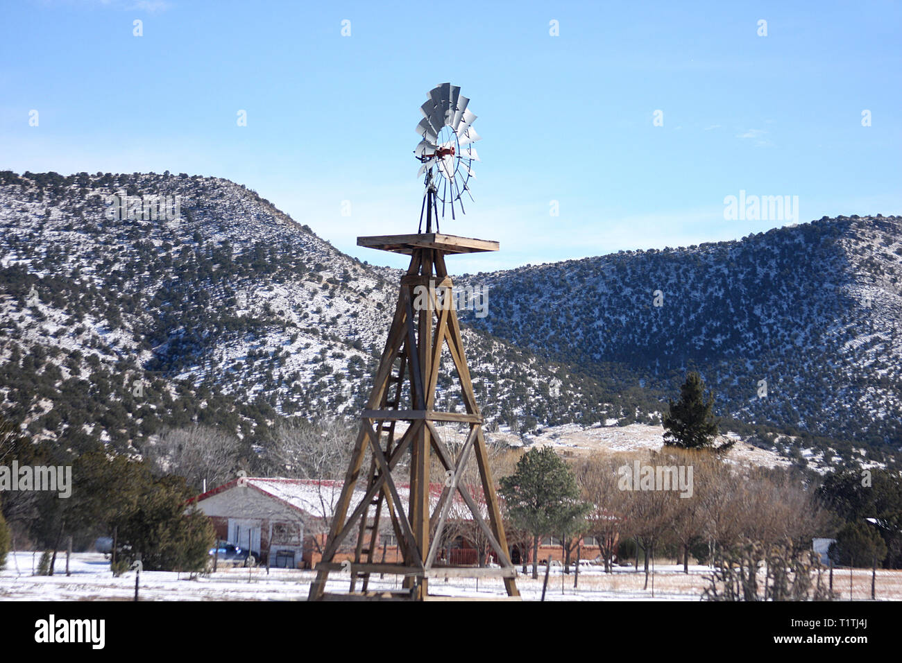 Windmill on farm in rural New Mexico, USA Stock Photo Alamy