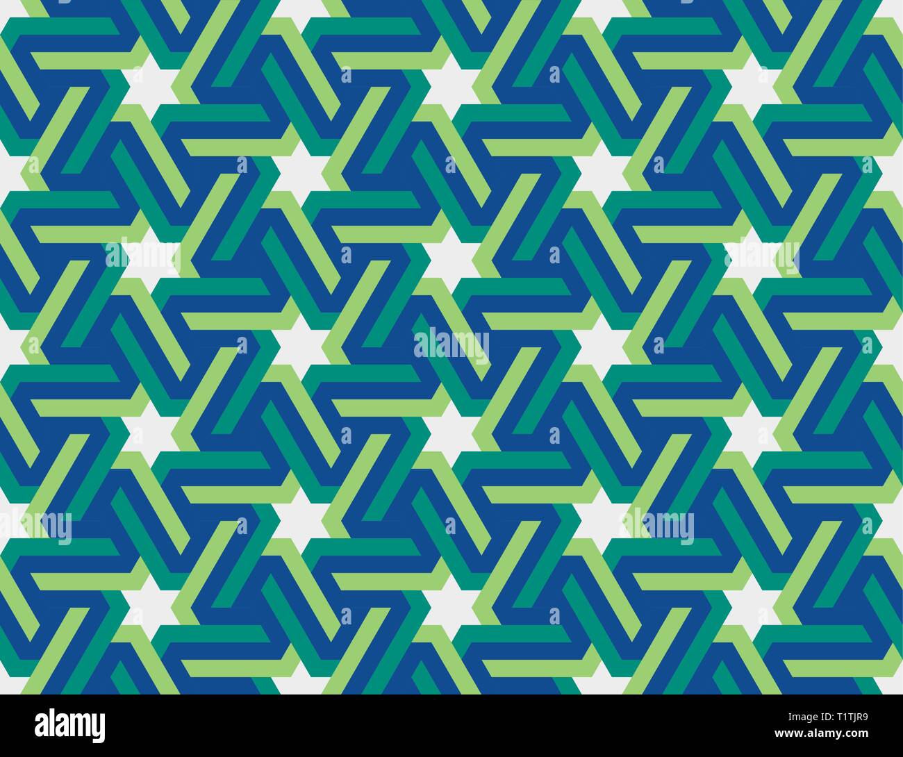 Seamless geometric Islamic ornament with hexagonal stars. Multicolored Arabic ornament. Pattern of the countries of the Arabian Peninsula and the Midd Stock Vector