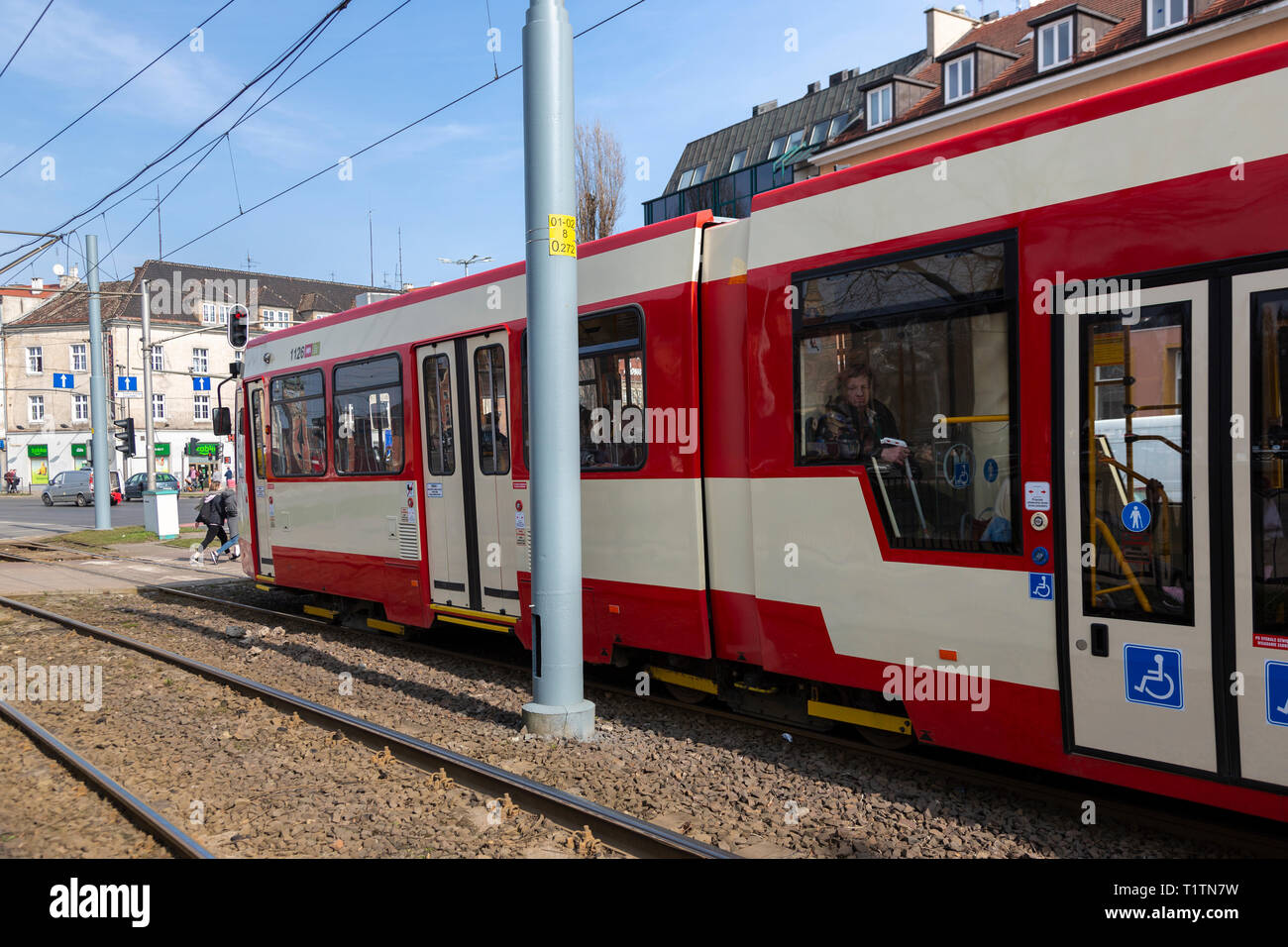 Tram in Gdansk Poland Stock Photo