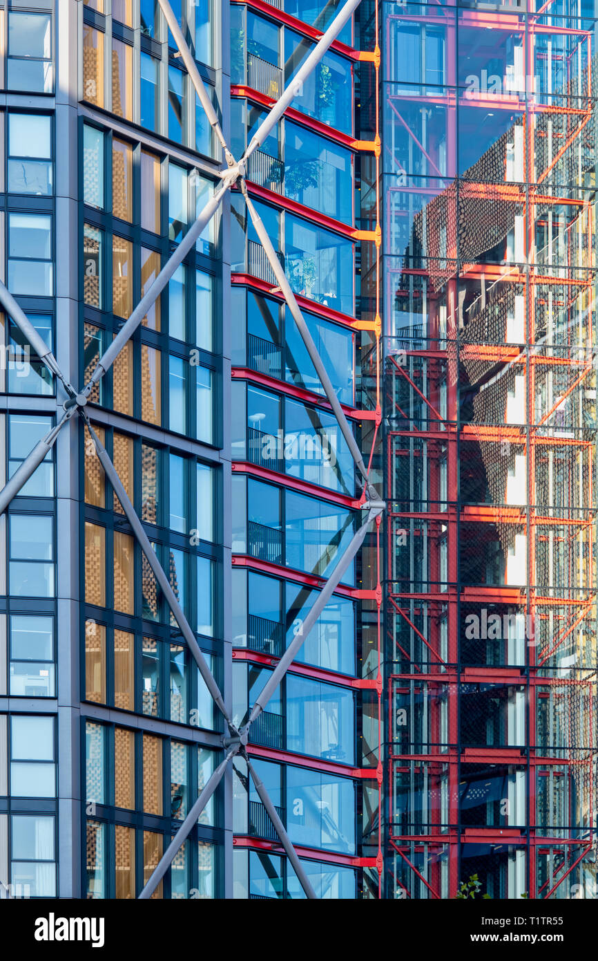Abstract apartment architecture in Holland street. London, England