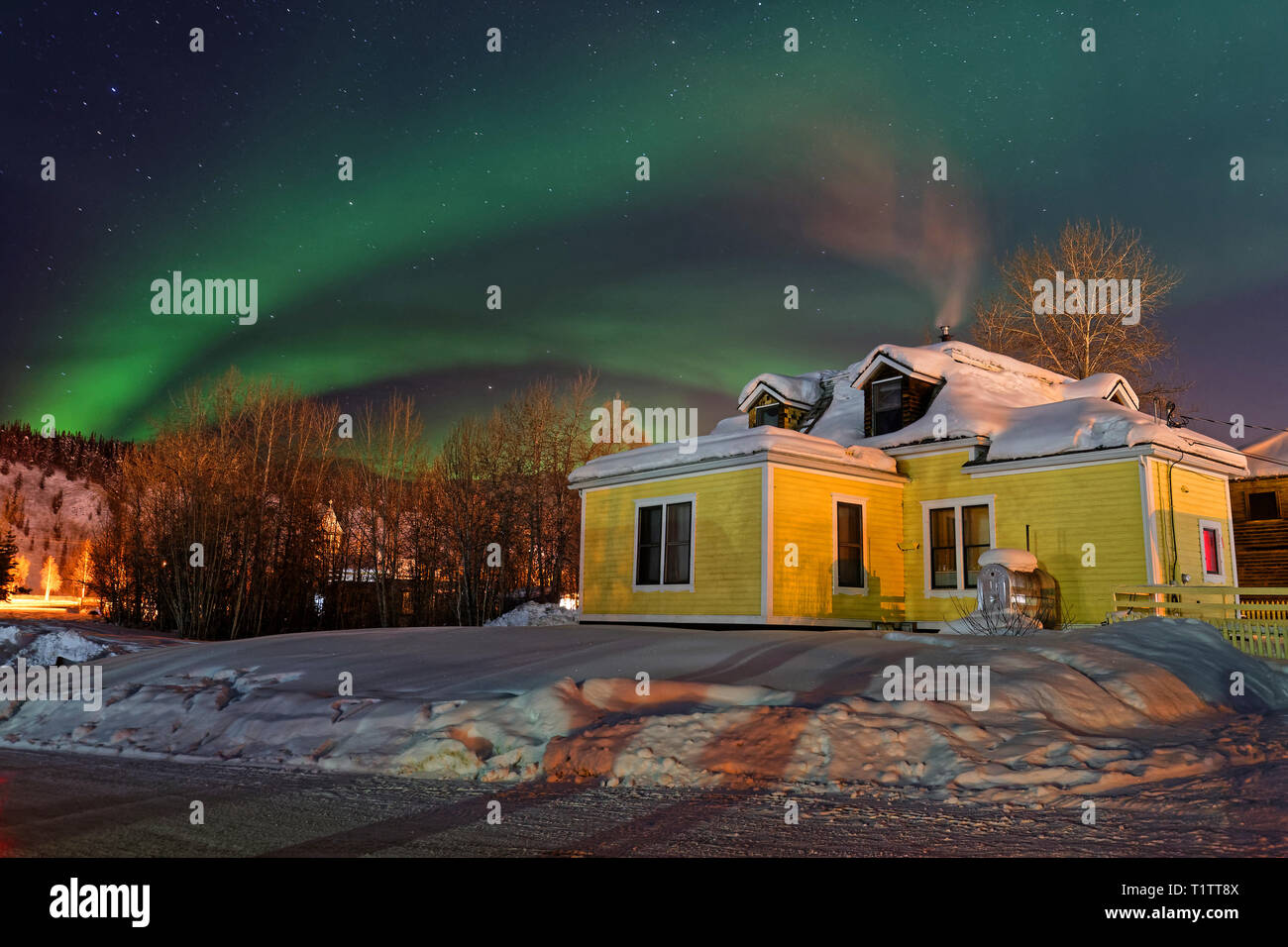 DAWSON CITY, YUKON, CANADA, March 12, 2019 Northern Lights above the