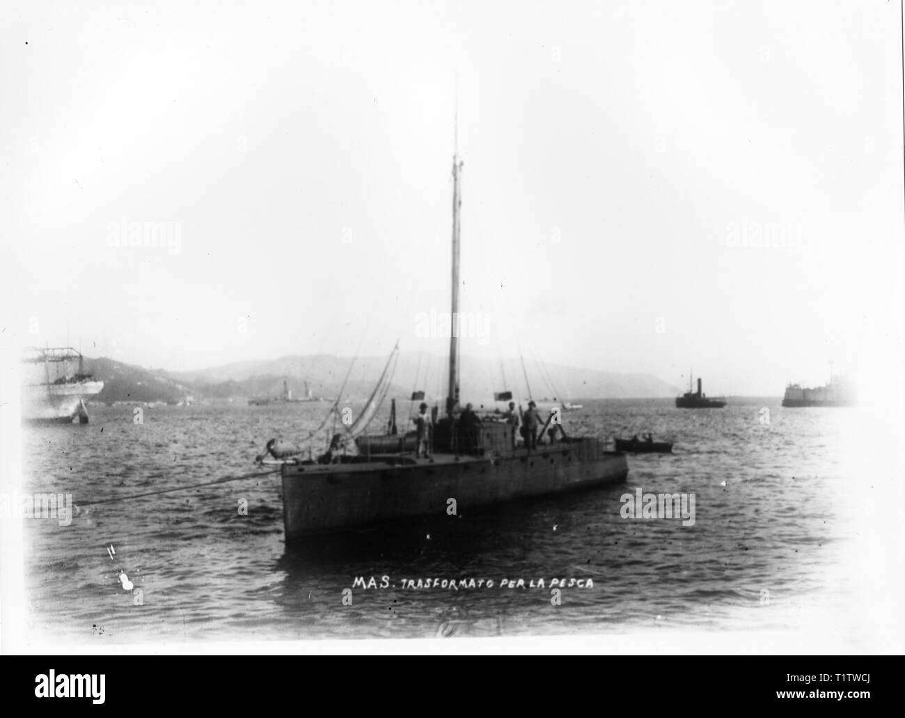 MAS convertito in peschereccio - MAS torpedo boat used during the first World War converted in  fishing boat Stock Photo