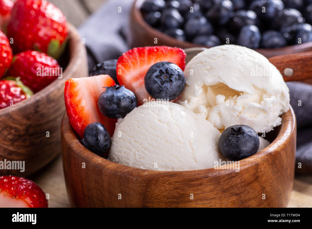 strawberries and vanilla ice cream