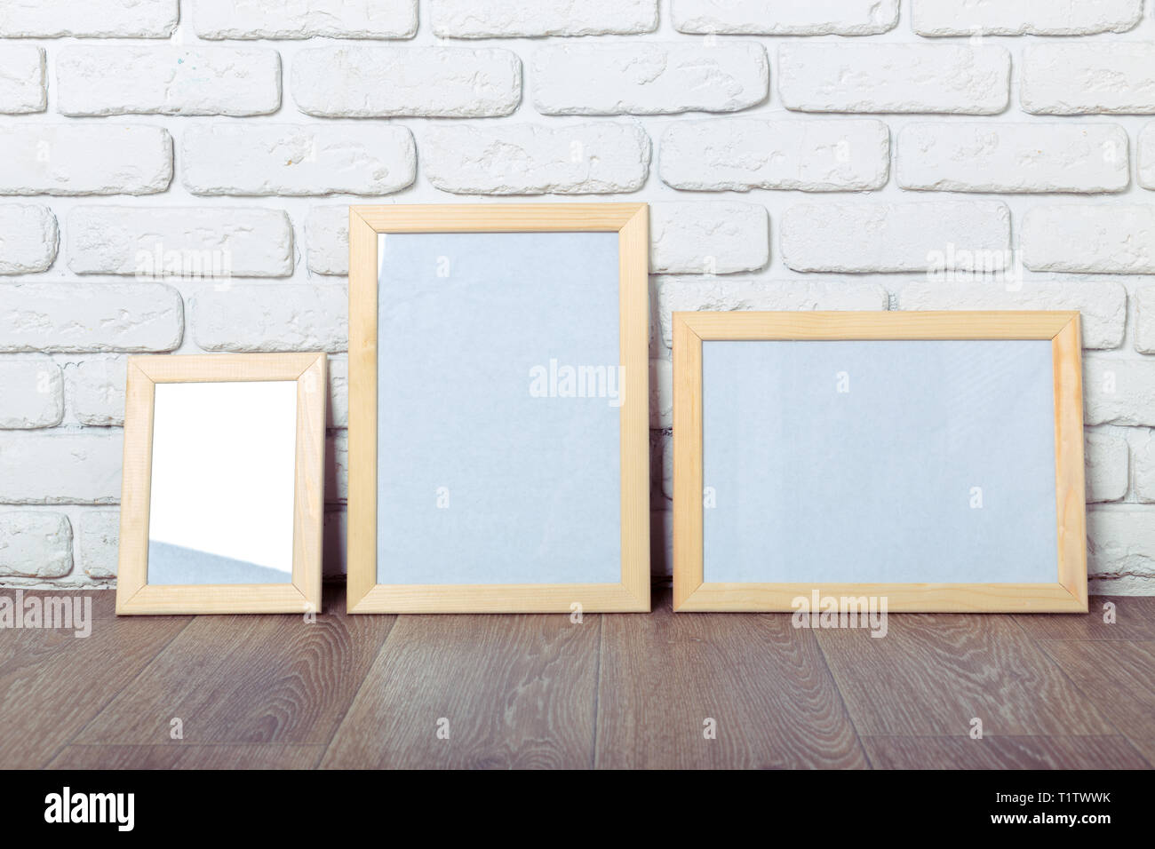 Picture frame on brick wall Stock Photo Alamy