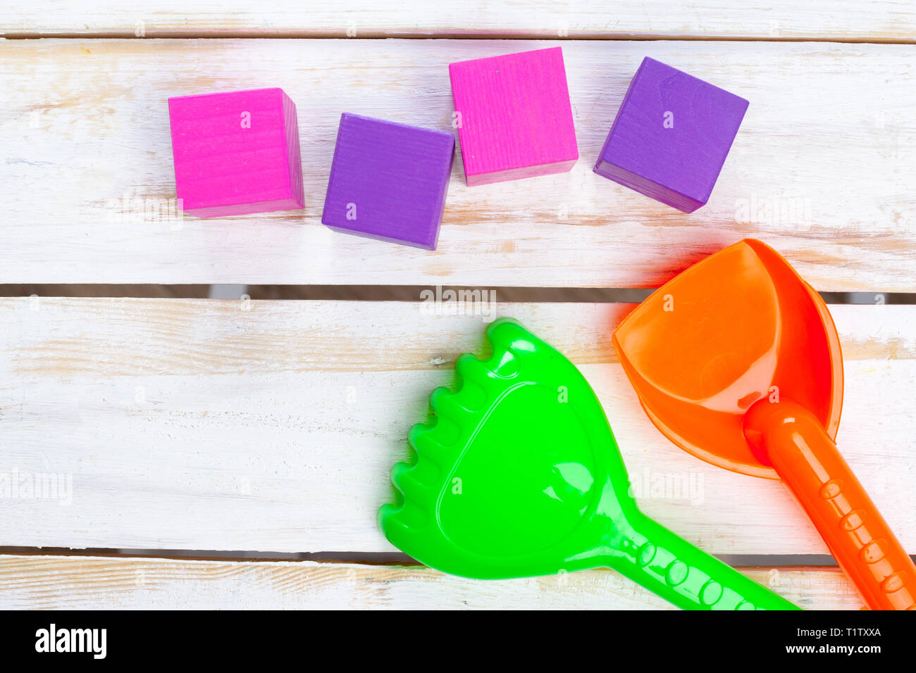 Colorful wooden building blocks Stock Photo