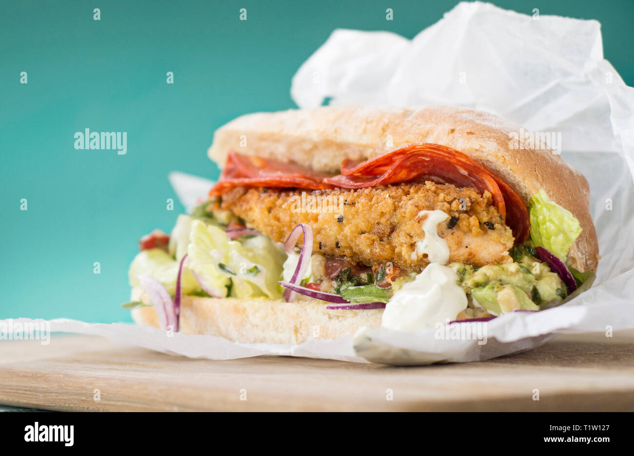 Cajun Chicken burger Stock Photo Alamy