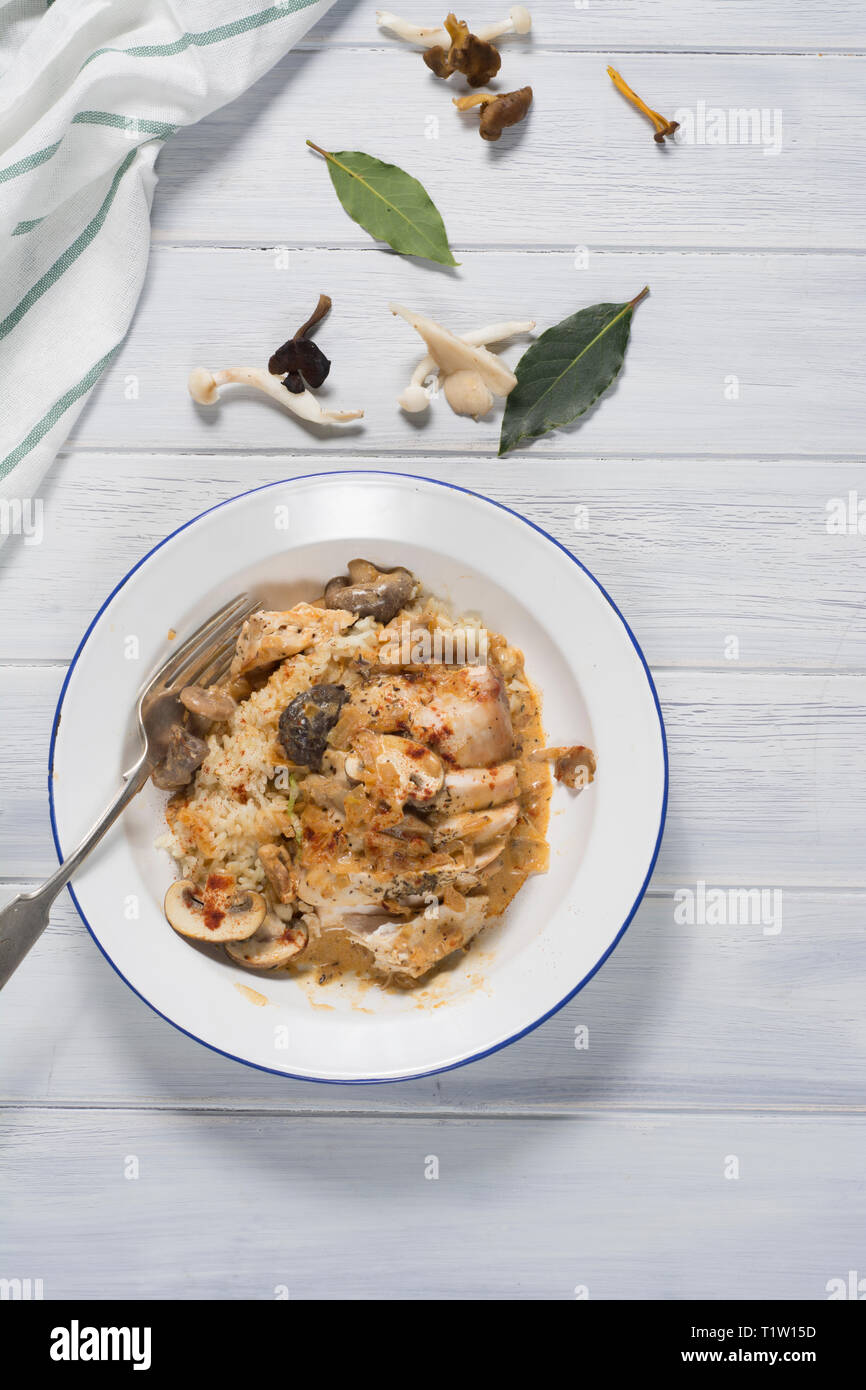 Chicken And Mushroom Stroganoff Recipe Stock Photo