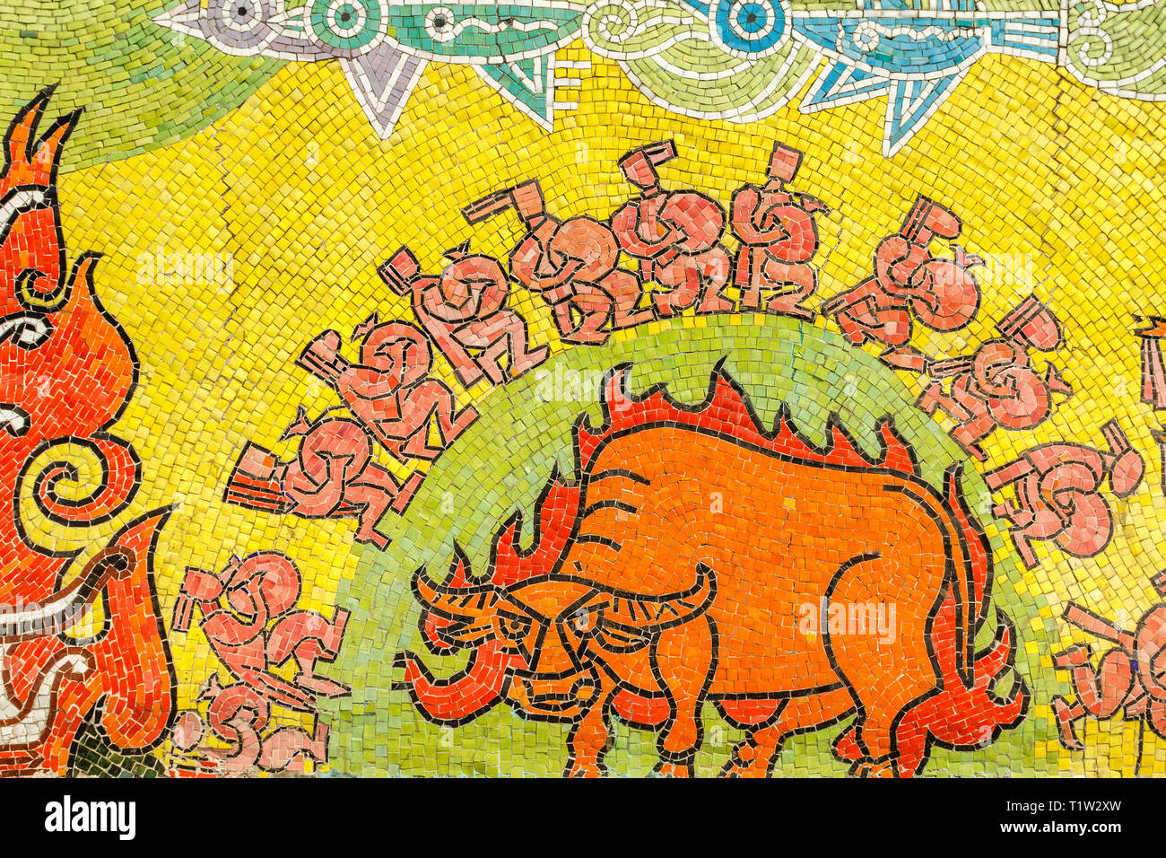 Hanoi Ceramic Mosaic Mural or Hanoi Ceramic Road. Vietnam. Depicting