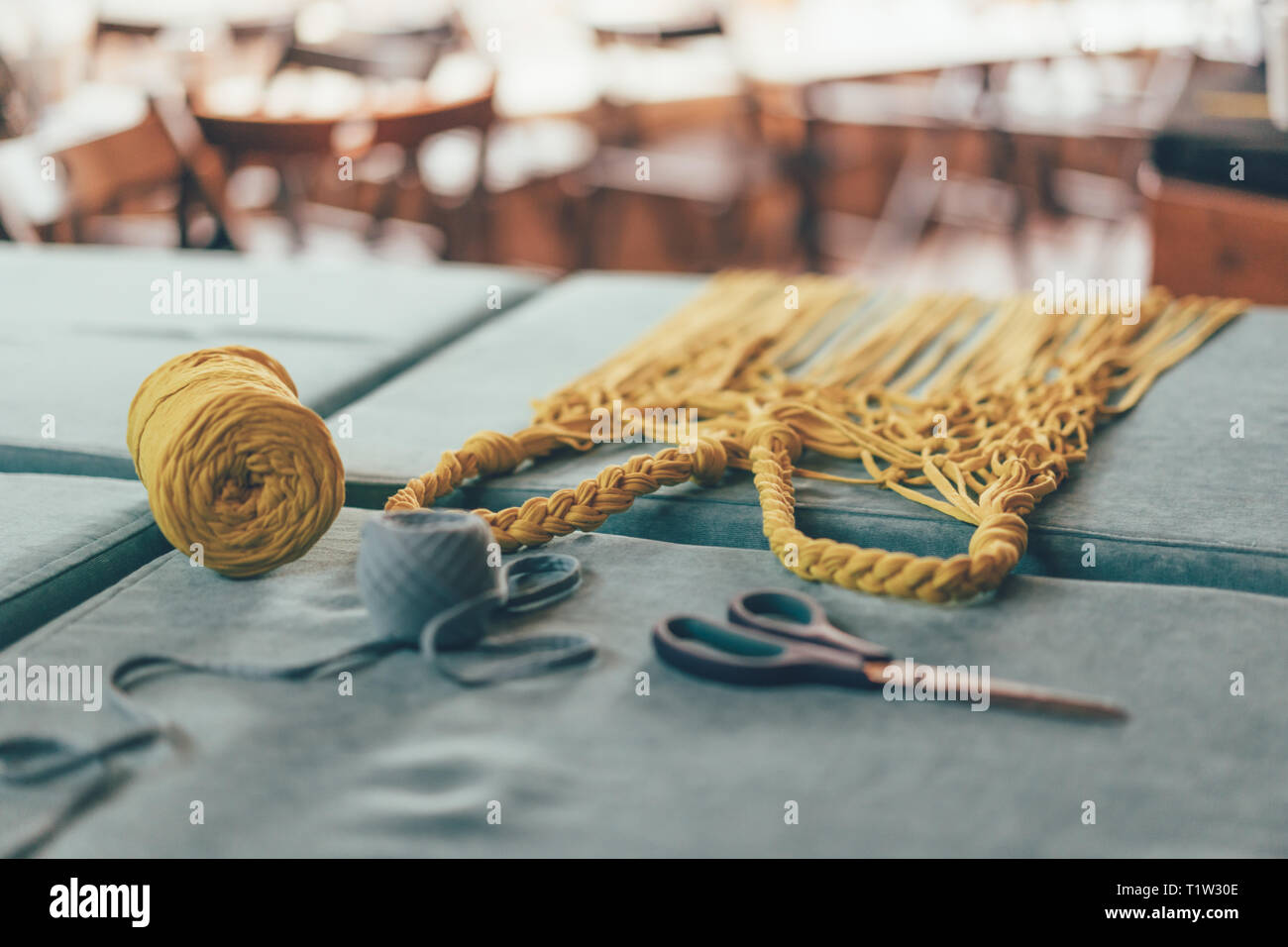 Making handmade mesh bags Stock Photo - Alamy