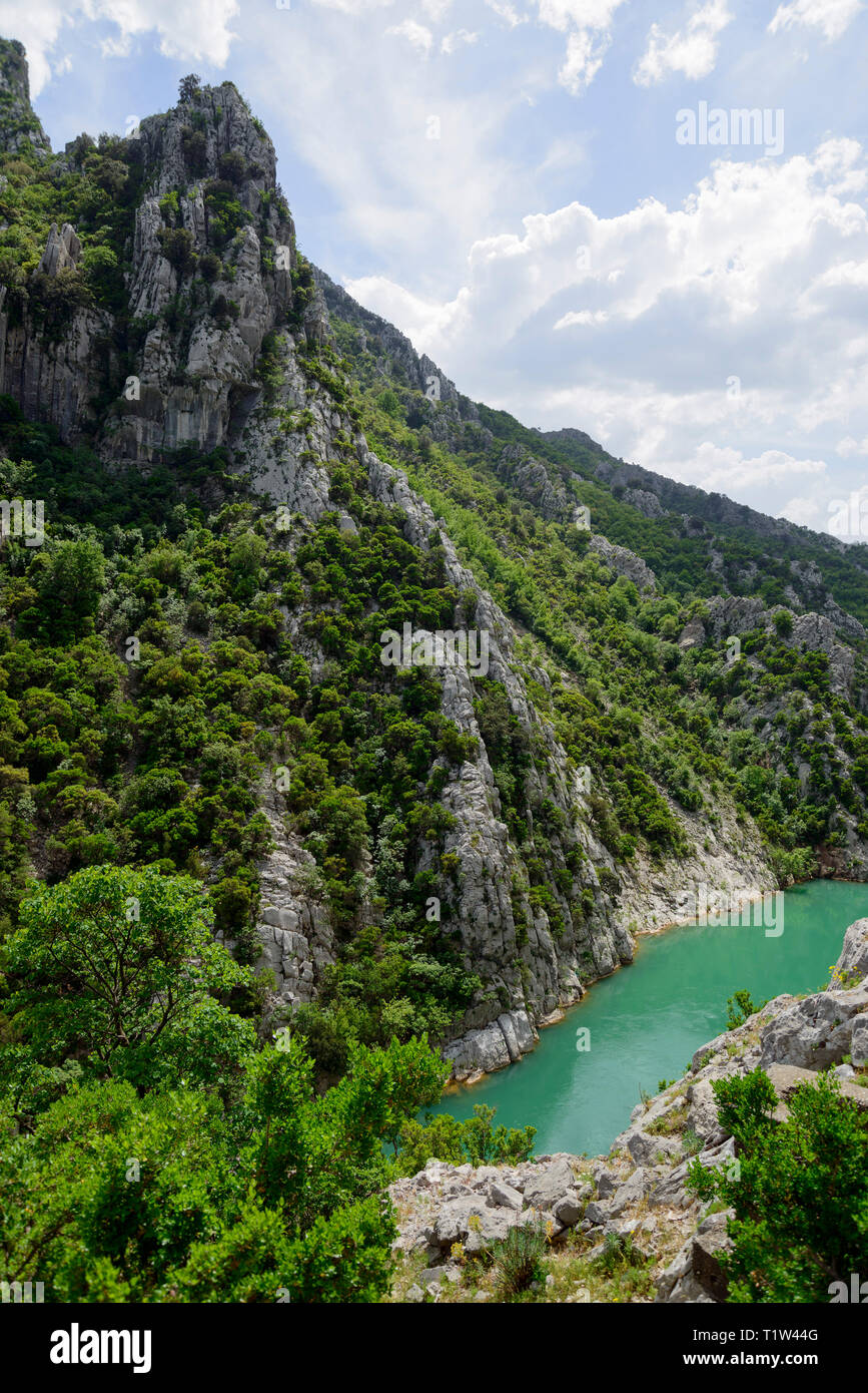 River Mat, The gorge of the rock, Ulza Regional Nature Park, Albania, Mati Stock Photo
