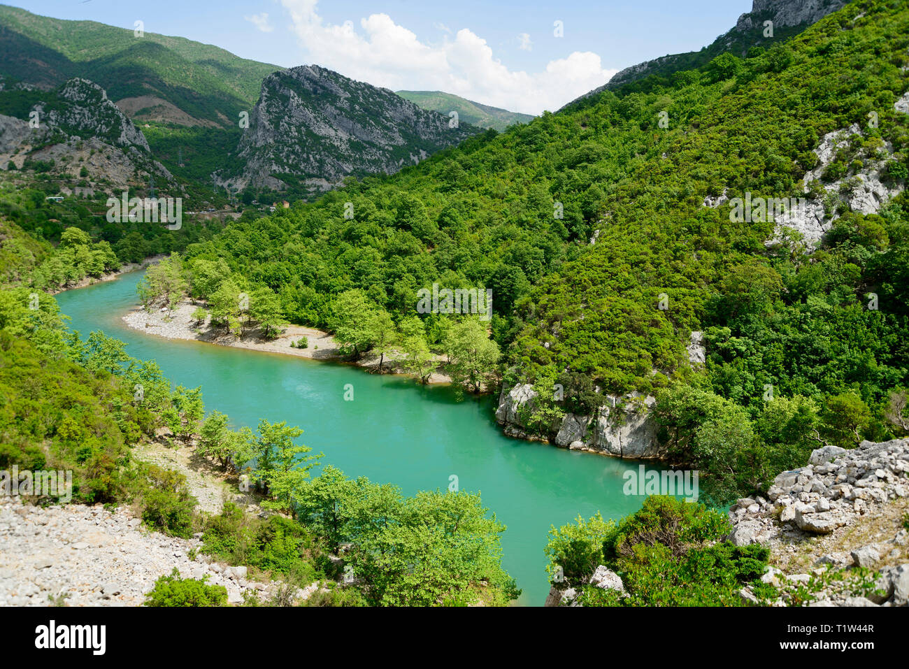 River Mat near Shkopet, Ulza Regional Nature Park, Albania, Mati Stock Photo