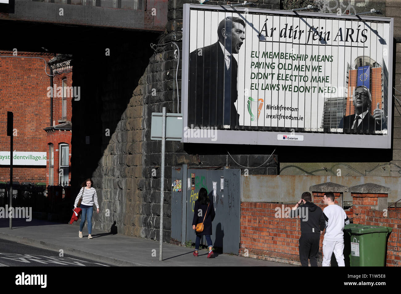 A billboard in Dublin as a group called The Irish Freedom Party has today launched a billboard campaign across Ireland calling for Ireland to leave the EU. Stock Photo
