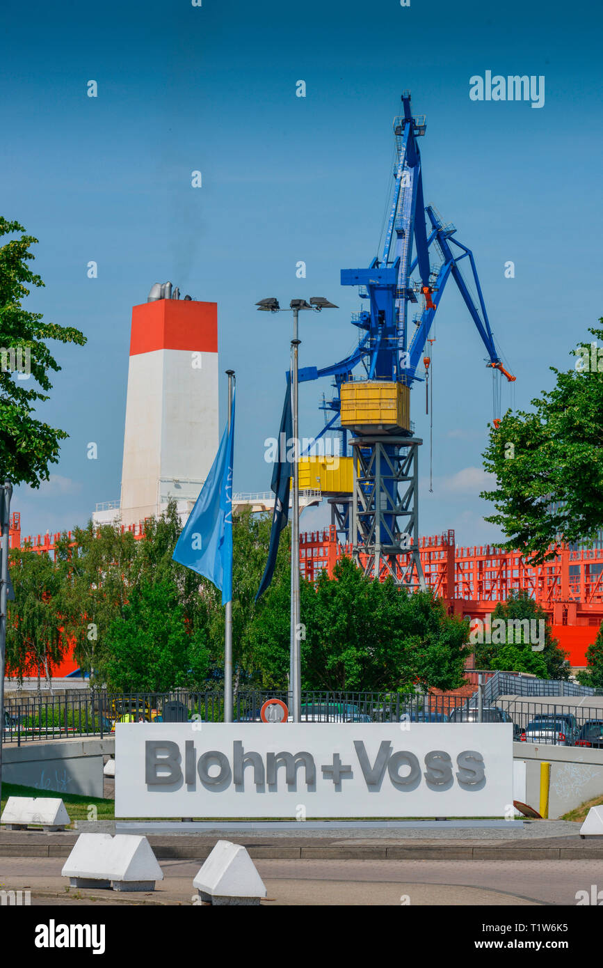 Eingang, Schiffswerft Blohm + Voss, Hermann-Blohm-Strasse, Steinwerder, Hamburg, Deutschland Stock Photo