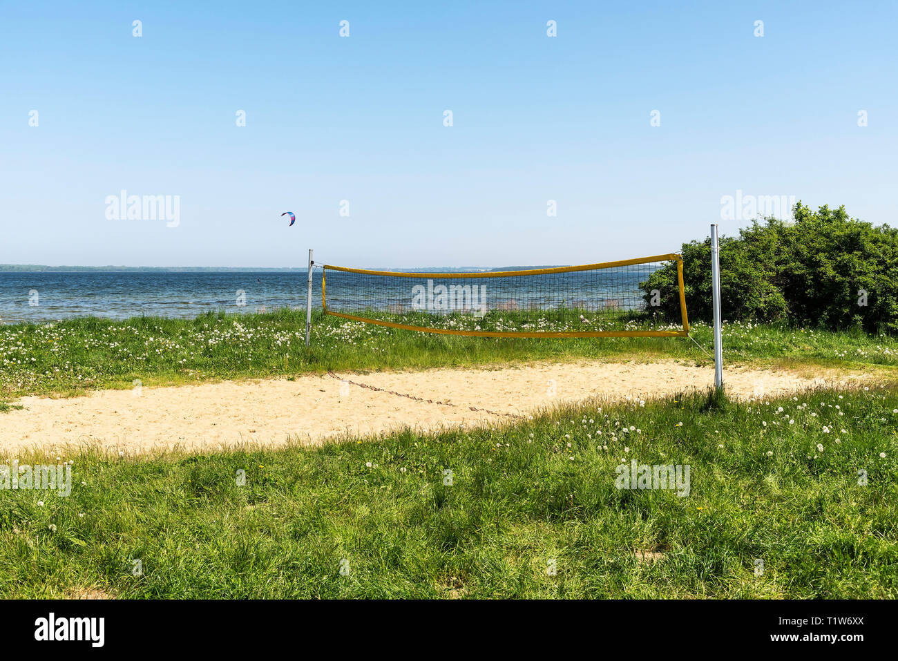 volleyball court, Pepelow, Am Salzhaff, Baltic Sea, Mecklenburg-Western Pomerania, Germany Stock Photo