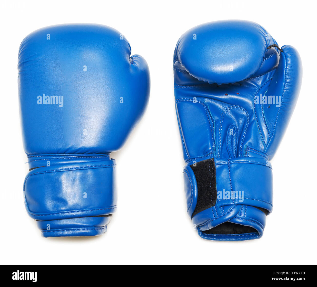 Blue boxing gloves isolated on white background Stock Photo - Alamy