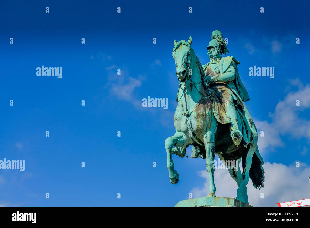 Kaiser-Wilhelm-II-Denkmal, Hohenzollernbruecke, Koeln, Nordrhein-Westfalen, Deutschland, Hohenzollernbrücke Stock Photo