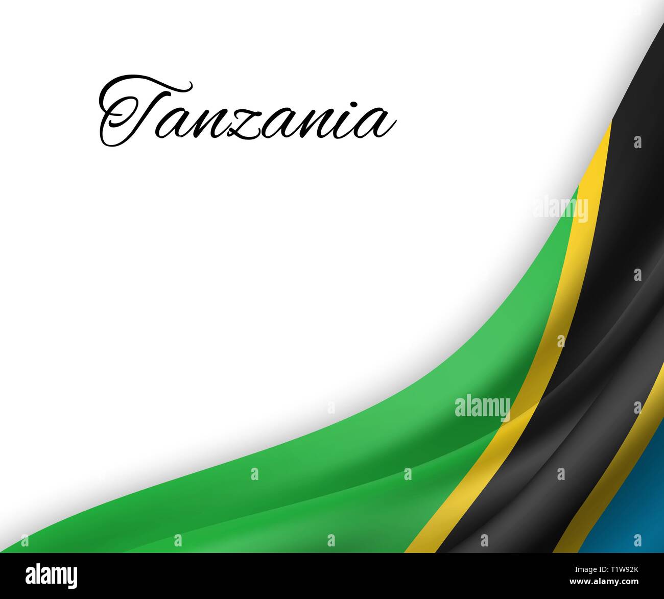 waving flag of Tanzania on white background. Template for independence ...