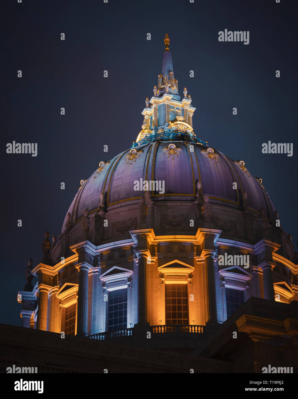 The Dome of the San Francisco City Hall Illuminated at Night Stock Photo Alamy