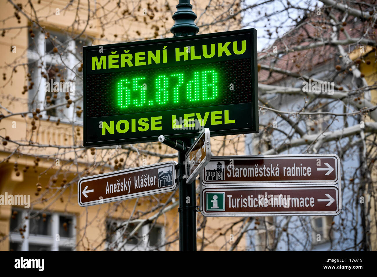 Hundreds of thousands of Czech city dwellers sleep in excessive noise, with the average noise limit of 55 decibels for a day and 40 for a night being Stock Photo