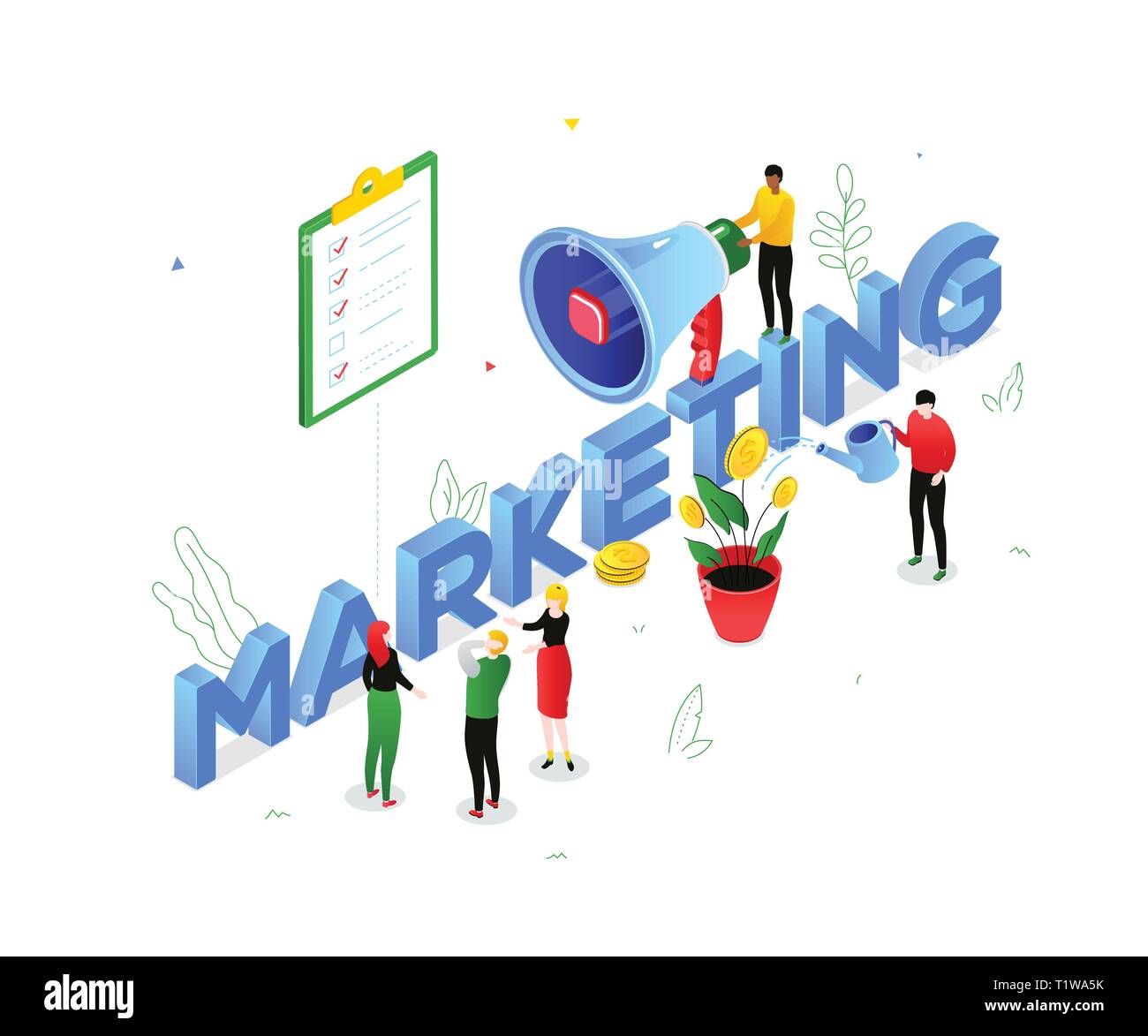 Marketing strategy - modern colorful isometric vector illustration Stock Vector