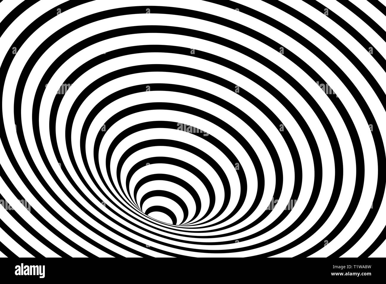Geometric black and white abstract hypnotic worm hole tunnel optical hi ...
